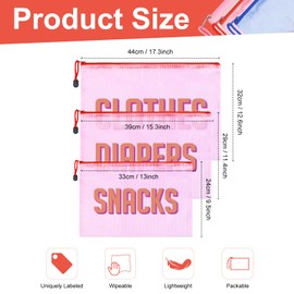 KUIRAN 3pcs Hospital Bag Organizing Pouches for Labor and Delivery, Maternity Essentials Diaper Bag Organizer for Mom Travel (Pink, Large)