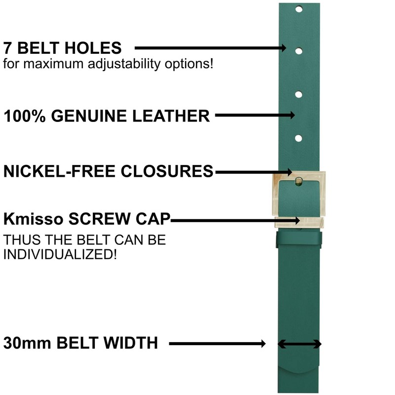 KMISSO Damen Gürtel Jeans Hosen Ledergürtel Echt Rind Leder Robust