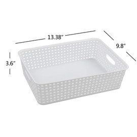 Xowine White Plastic Storage Baskets, Paper Storage Basket, Set of 4