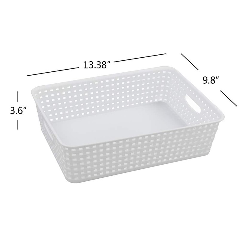 Xowine White Plastic Storage Baskets, Paper Storage Basket, Set of