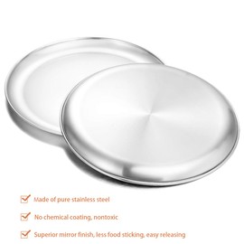 Deedro Stainless Steel Pizza Pan 13½ inch Round Pizza Tray Pizza Baking Sheet, Healthy Pizza Baking Pan Pizza Serving Tray Crisper Pan, Dishwasher Safe, 4 Pack