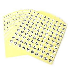 RLECS 30 Sheets Number Stickers 1 to 100 Self Adhesive Stickers Diameter 0.3 Inch Round Number Labels Small Garment Tags Home School Office Decoration
