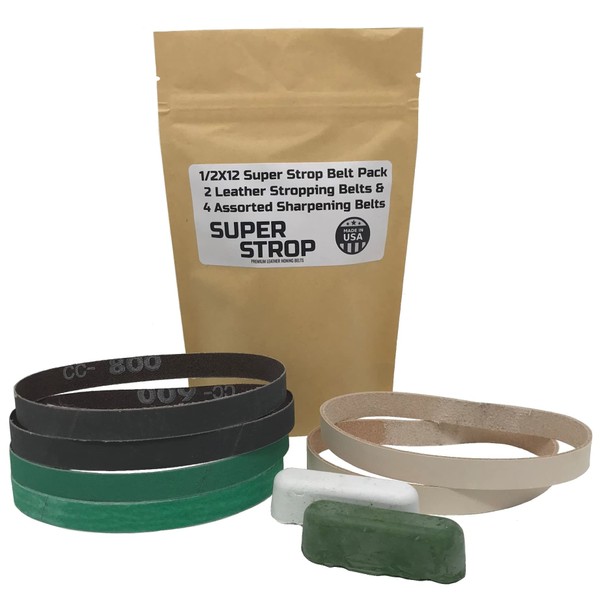 Pro Sharpening Supply 1/2X12 Super Strop Sharpening Belt Pack 2