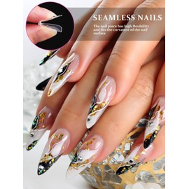 TOROKOM Dual Nail Shapes for Poly Extension Gel, 120 Pieces Structure Poly Nail Gel, Stiletto Nail Tips for Builder Gel, Solid Nail Gel Glue, Nail Art Design Salon & DIY