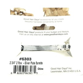 Good Hair Days 2.75" 2-Row Rhinestone Hair Barrette – Silver-Plated Crystal French Barrette for All Hair Types – Sparkly Hair Accessory for Women, Bridal Updos, Gifts, Events, Weddings