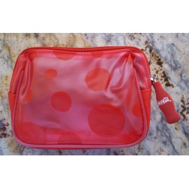 Case Women's Travel Makeup Bag Cosmetic Pouch Handbag Clear Case Coca-Cola Polka Dots