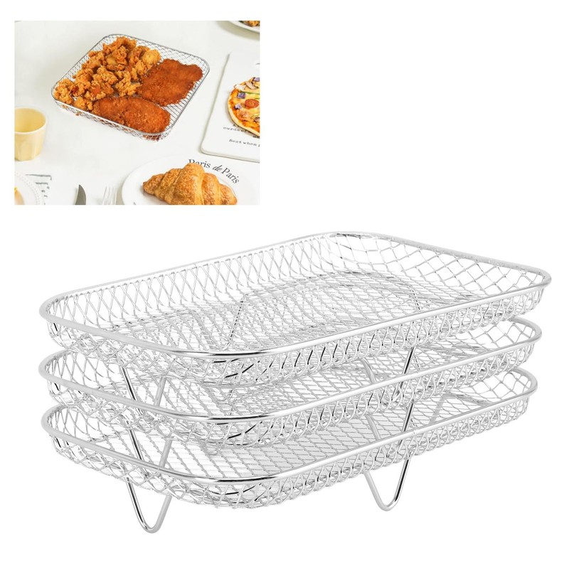 3PCS Fryer Rack Set 304 Stainless Steel Stackable Multi Layer