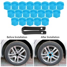 KELFEEAO 20Pcs 17mm Lug Nut Covers, Car Wheel Lug Nut Caps Screw Rim Bolt Covers Tyres Screw Caps Protection Cap Decoration for Car Red, Blue, Green (Optional)(Blue)