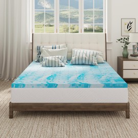 EGOHOME Twin Memory Foam Mattress Topper, 3 Inch Gel Infused Memory Foam Mattress Topper for Twin Size Bed, Cooling and Pressure Reliving, CertiPUR Certified, Blue
