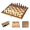 JurciCat Wooden Chess Portable Foldable Chess Game Chess Board Wood
