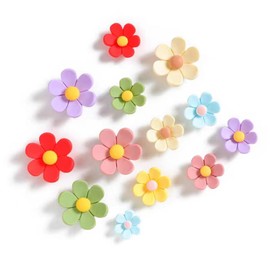 Cosmeria 3D Flower Fridge Magnets Set of 14 Colourful Strong Magnets for Kitchen Office Decoration 7 Colours Large Small