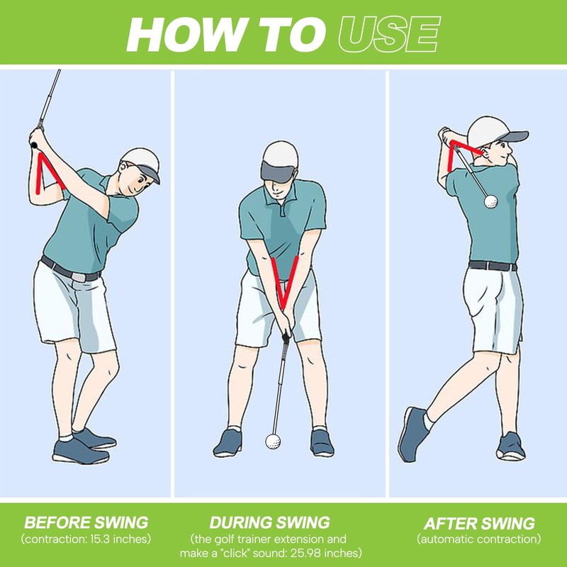 5-in-1 Retractable Golf Swing Training Aid, Indoor & Outdoor Practice