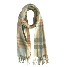 NY GOLDEN FASHION Women Men Unisex Super Soft Warm Classic Plaid Cashmere Feel Winter Scarf Wrap (Soft Orange Plaid)