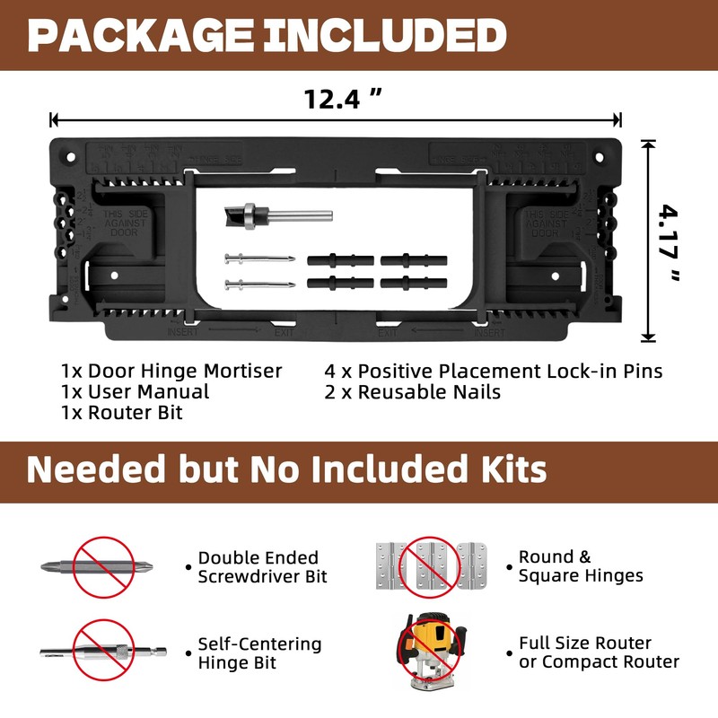 Door Jamb Hinge Jig Compatible with 8 Sizes from 2-1/2"