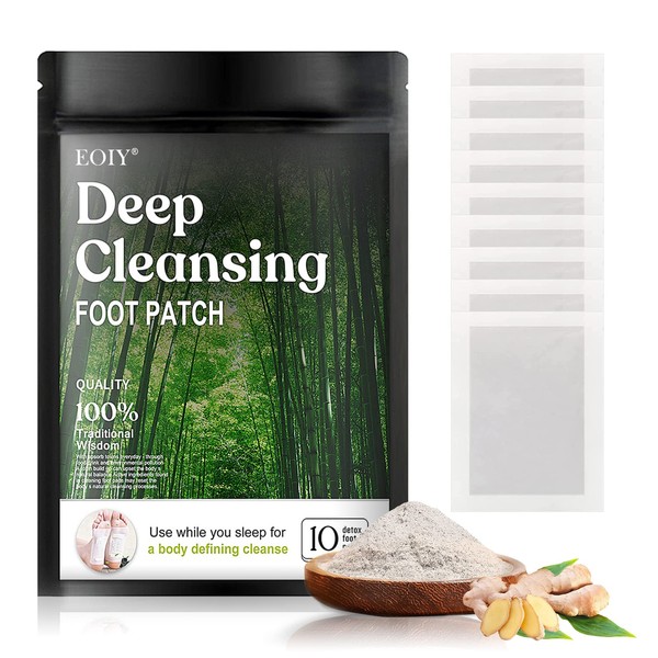 Detox Foot Patches, Deep Cleansing Detox Foot Pads to Remove Toxins and Clean Body, 100% Natural Organic Bamboo Foot Detox Patches for Stress Relief, Deep Sleep and Enhance Blood (10 PCS)