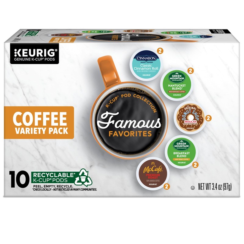 Keurig Famous Favorites Variety Pack, Single-Serve K-Cup Pods, 10 Count