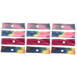 Baluue 12 Pcs Hair Band Elastic Ear Protection Headwrap Hairband with Button Cloth Headband Ear Button Headbands Sport Headband Stretchy Headbands for Women Face Cover Button Headband
