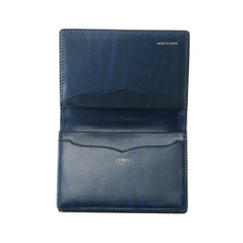 Kipris Business Card Holder (Through Gusset), Bridle Leather & Luga Shoulder, black/navy