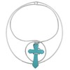 Gypsy Jewels Large Simulated Turquoise Cross Western Look Silver Tone