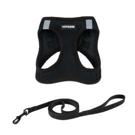 Voyager Step-in Air Cat Leash Harness Set - All Weather Mesh, Step in Vest Harness for Small and Large Cats by Best Pet Supplies - Black, XXXS (Chest 11-12")