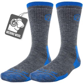 CloudLine Merino Wool Hiking Socks for Men and Women - Cushioned, Soft, Anti-Blister, Moisture Wicking, Made in USA - Glacial Blue, Size X-Large, 1 Pair