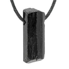 Lebensquelle Plus Black Tourmaline/Schorl Raw Stone Pendant with Leather Cord
