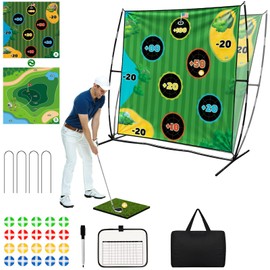 Battle Golf Chipping Game, 70"x70" Portable Chipping Mat, Indoor Outdoor Sticky Golf for Adults and Junior Golfer Training Practice, Unique Golf Gift for Friends Family Yard Target Game