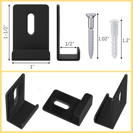 BAGTeck 6Pcs Metal Mirror Clips, Mirror Hanging Kit, 1/2" Wide Channel, Heavy Duty, Black, Wall Mounting, Frameless Mirror, Billboard Displays, Tile Display