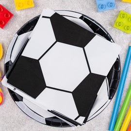 ZJJZOAA 40 PCS Soccer Disposable Tableware Set, Soccer Dinnerware Set-9 inch Dinner Paper Plates and Napkins Serve 20 Guests for Sports Fan Birthday Event Party Supplies