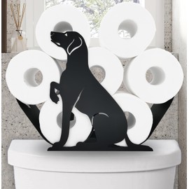 Dog Metal Toilet Tissue Holder,Decorative Paper Holder,Animal Paper Holders,Funny Toilet Paper Storage for Bathrooms,FreeStanding Metal Toilet Paper Organizer Hold Extra 8 Rolls