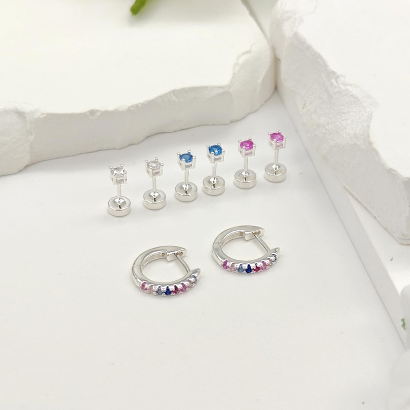 jagosen Flat Back Earrings Sterling Silver Plated Stud Hoop Earrings