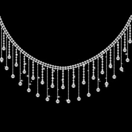 Cadena de flecos de cristal de 2 yardas, Cadena de borla de cristal de diamantes de imitación AngleKai, cinta de flecos brillante para decoración de ropa
