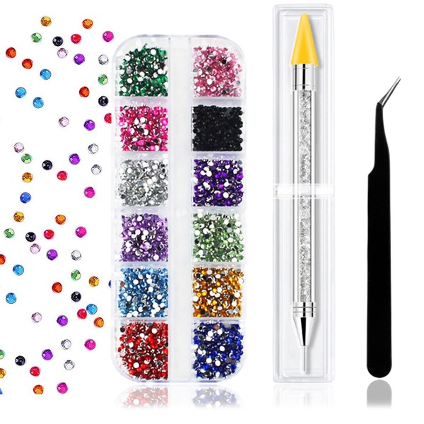 1500 Pcs Rhinestones, Nail Gems, Flat Back Crystal Rhinestones with