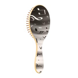Paddle Brush Hair Brush, Round Wooden Pins Air cushion comb, Scalp massages Detangling Hair Hairbrush for Smoothing Hair Print Music Notes Black White