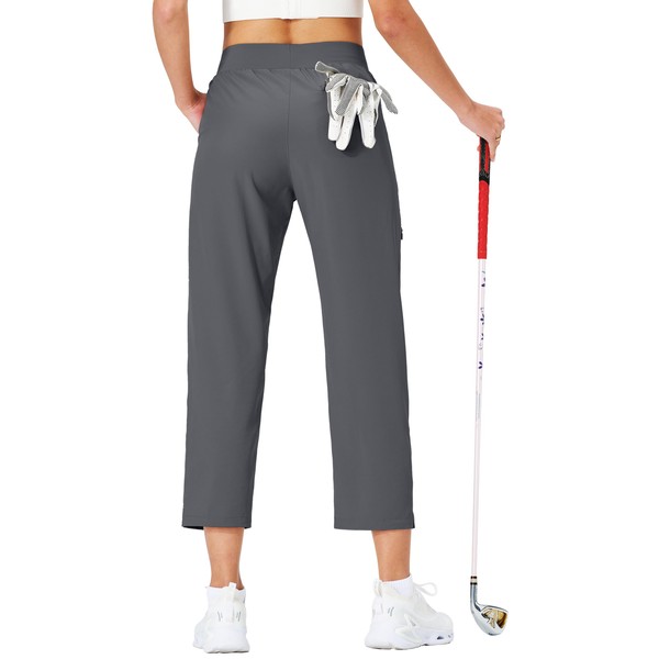 Ksmien Women's Golf Pants Lightweight High Waisted 7/8 Ankle Pant