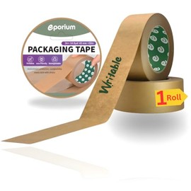 EPORIUM Premium Paper Packing Tape, Self Adhesive Recyclabe, Eco Friendly Heavy Duty Writable & Uncoated Packaging Tape for Box Sealing, Masking, Moving Supplies, 2 in. x 55 Yd.1 Roll