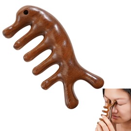 FineGood ヘアコーム とき櫛 頭皮マッサージ 檀木櫛 マッサージコーム 頭皮ツボ押し 経絡マッサージ 多機能 頭皮 顔 首 デコルテ用 人気 男女兼用（イルカの形（穴あけ））