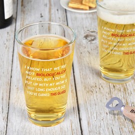 Futtumy I Know That We're not Biologically Related Beer Glass, Fathers Day Step Dad Gifts, Stepdad Christmas Gifts, Funny Stepdad Gift for Bonus Dad Stepfather from Daughter Son for Birthday