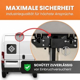 Prickstop Rear Door Lock for Fiat Ducato, Peugeot Boxer, Citroen Jumper H1, H2, H3, Burglar Protection Camper with Folding Pin X290, X250 (Black Powder Coated Steel, Deadbolt)