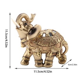Lucky Feng Shui Golden Elephant Statue Sculpture Wealth Figurine Gift Home Decoration (Golden Large)
