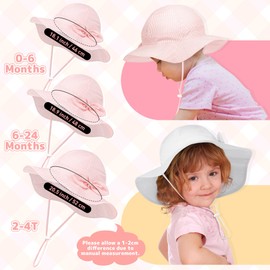 Cooraby 2 Pack Baby Girl Sun Hat with UPF 50+ Outdoor Adjustable Beach Hat with Wide Brim Bucket Hats for Toddlers