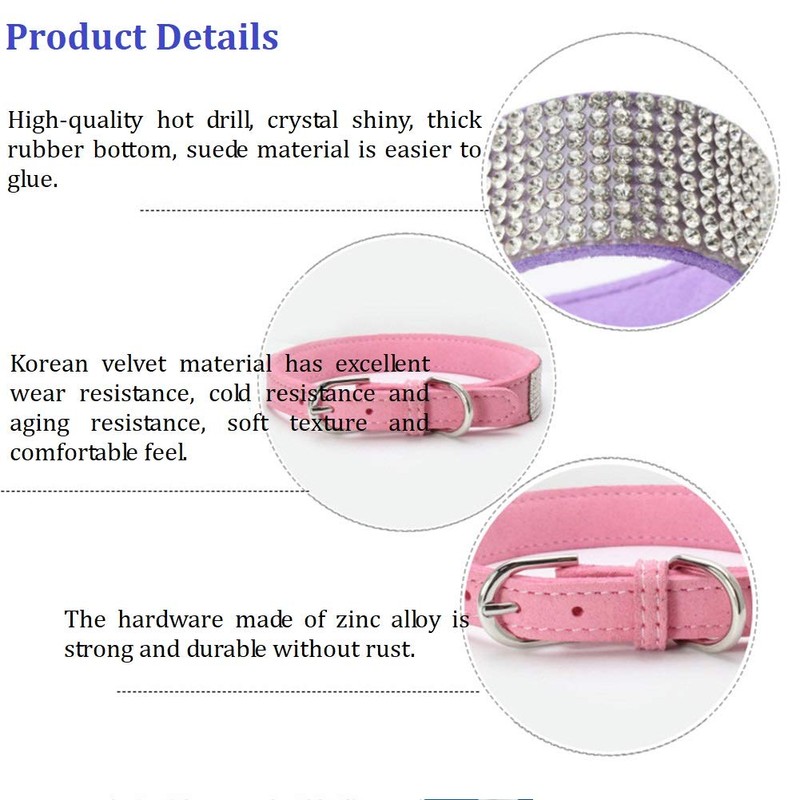 ETOPARS Crystal Diamond Cat & Dog Collar Leash Set -
