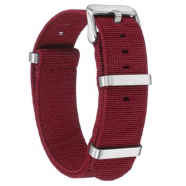 sourcing map Elastic Nylon Watch Band 20mm One-Piece French Watch Strap Waterproof Replacement Wristwatch Strap with Silver Buckle for Men Women, Red