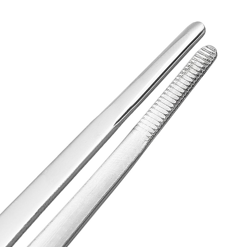 sourcingmap 1 Pcs 10-Inch Stainless Steel Straight Blunt Tweezers Serrated