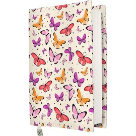 KAPAX Book Cover - Hard Books Cover for Paperback, Washable Fabric, Book Protector- Padded, Tablet Pc Case Cover for Adult (Papillon, M)