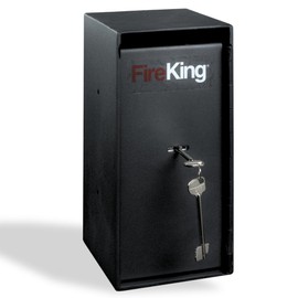FireKing Mini Safe with Single Nose Lock, Lock Box for Home, Fire-Rated, Compact Safe for Valuables, Small & Portable, Programmable Safes, Black