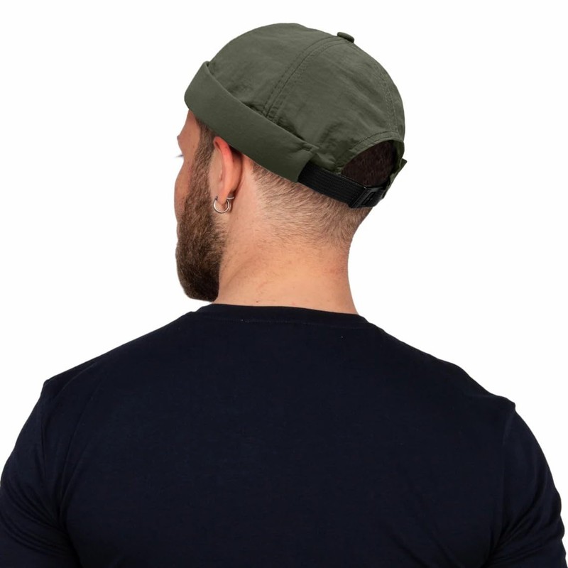 XYIYI Armeegrün Herren Schnell Trocknen Docker Kappe Atmungsaktiv Randlose Kappe