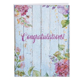 The Best Card Company - Big Congratulations Greeting Card (8.5 x 11 Inch) - Beautiful Stationery Congrats - Blooming Driftwood J6108JCGG-US