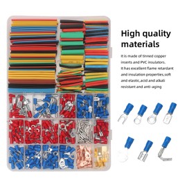 AEDIKO 678pcs Electrical Connector Kit 350Pcs Crimp Connector and 328Pcs Heat Shrink Tube 1/2/3/4/6/8/10/14mm Spade Ring Fork Piggy Male Female Copper Insulated Wire Connectors Crimp
