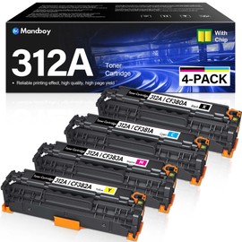 312A Toner Cartridges 4 Pack (with Chip) Compatible Replacement for HP 312A 312X for Color Laserjet Pro 400 300 Color M451dn M451dw M451nw M475dw MFP M476nw Printer Ink (B/C/M/Y)